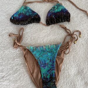 Beach bunny mermaid Sequin Bikini Set